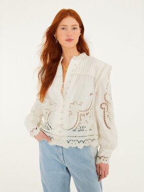 Farm Rio Off White Richelieu Blouse